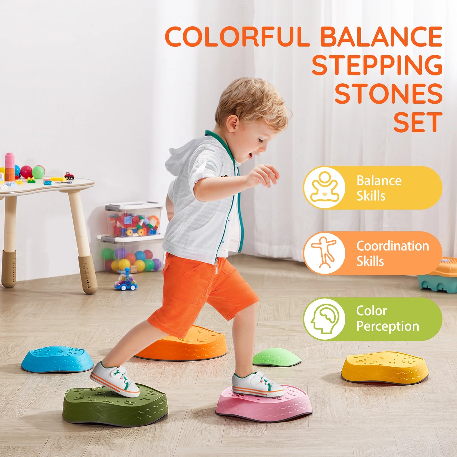 Succebuy 5–6 Pcs Balance Stepping Stones – Kids Training & Sensory Play Toys for Indoor/Outdoor Games 🪨👧👦