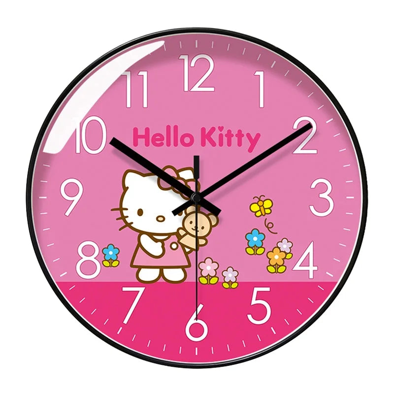 Cute Hello Kitty Wall Clock – Silent Non-Ticking Quartz Clock for Kids’ Bedroom & Nursery | Noiseless Sweep Movement