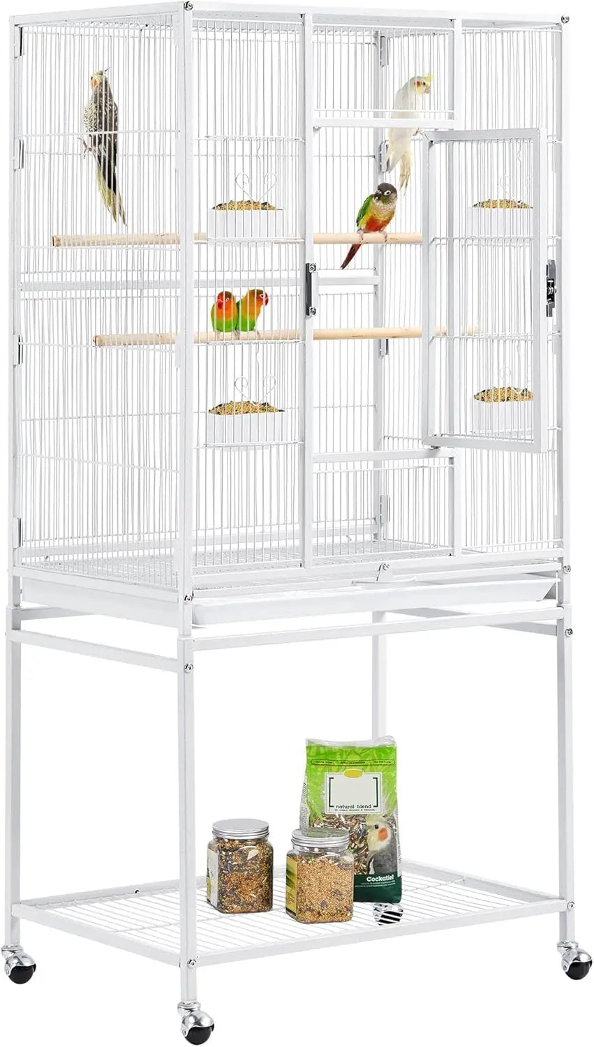 Metal Large Bird Cage with Stand – Spacious Parrot & Parakeet Habitat for Cockatiels, Lovebirds, Budgies, Finches & Canaries