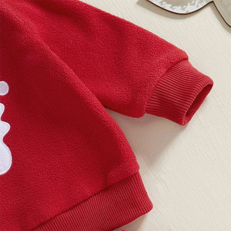 Santa Claus Embroidered Long-Sleeve Sweatshirt & Solid Pants Set for Toddler Boys & Girls