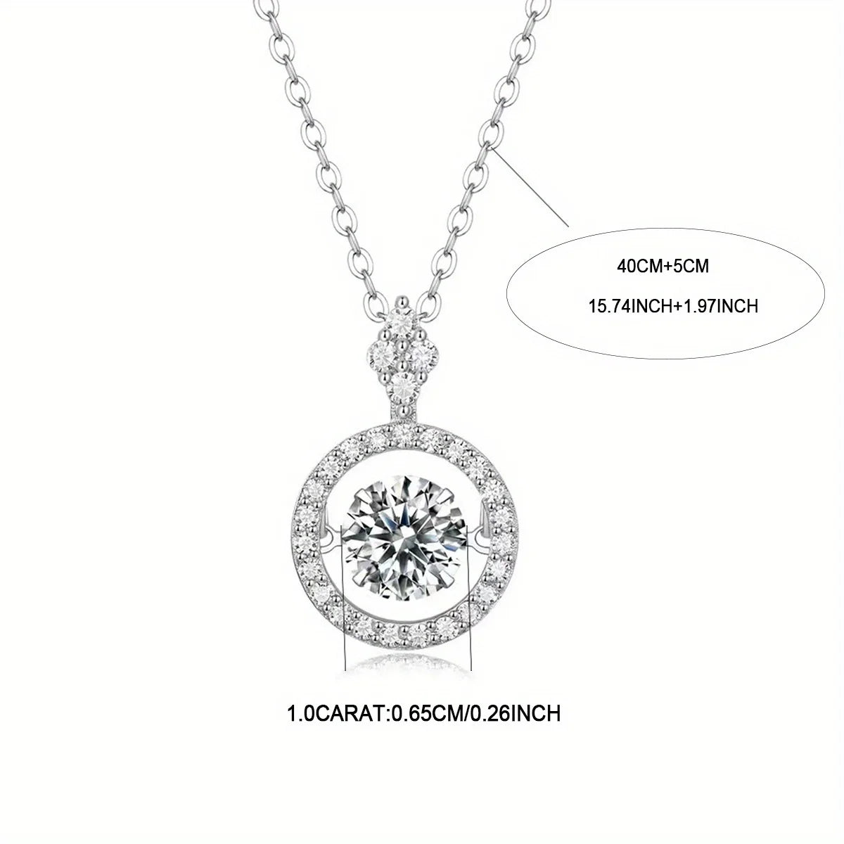 1ct Moissanite Necklace – 925 Sterling Silver Women’s Pendant with Clavicle Chain, Elegant Jewelry Gift for Valentine’s & Mother’s Day