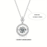 1ct Moissanite Necklace – 925 Sterling Silver Women’s Pendant with Clavicle Chain, Elegant Jewelry Gift for Valentine’s & Mother’s Day