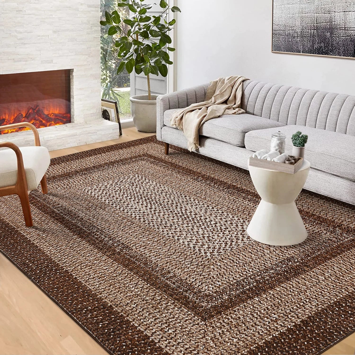 Washable Modern Braided Area Rug – Large Non-Slip Carpet for Living Room & Bedroom Floor Décor