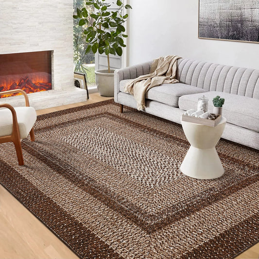 Washable Modern Braided Area Rug – Large Non-Slip Carpet for Living Room & Bedroom Floor Décor