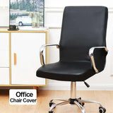 Waterproof Stretch Chair Cover for Office Chairs – PU Leather Slipcover with Elastic Base, Universal Fit Rotating Computer Seat
