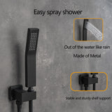 Black Concealed Shower System Rainfall Waterfall Set with Tub Spout – Luxury In-Wall Mixer Kit