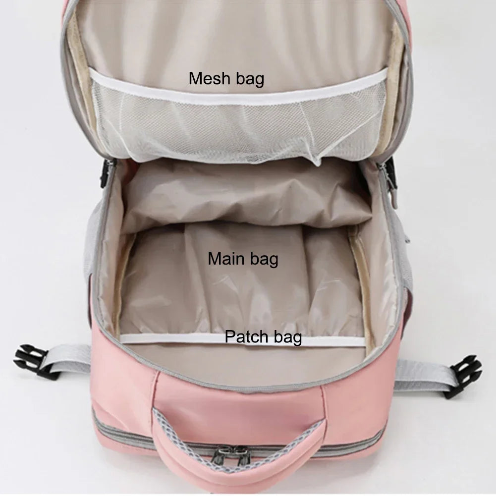 35L Waterproof Travel Backpack for Women – Dry & Wet Separation Laptop Bag with USB Charging Port