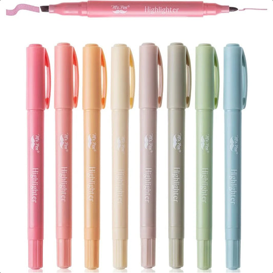 Cute Highlighter Pens – 8-Pack Dual Tip Vintage Color Markers with Fine & Chisel Tips 🌈