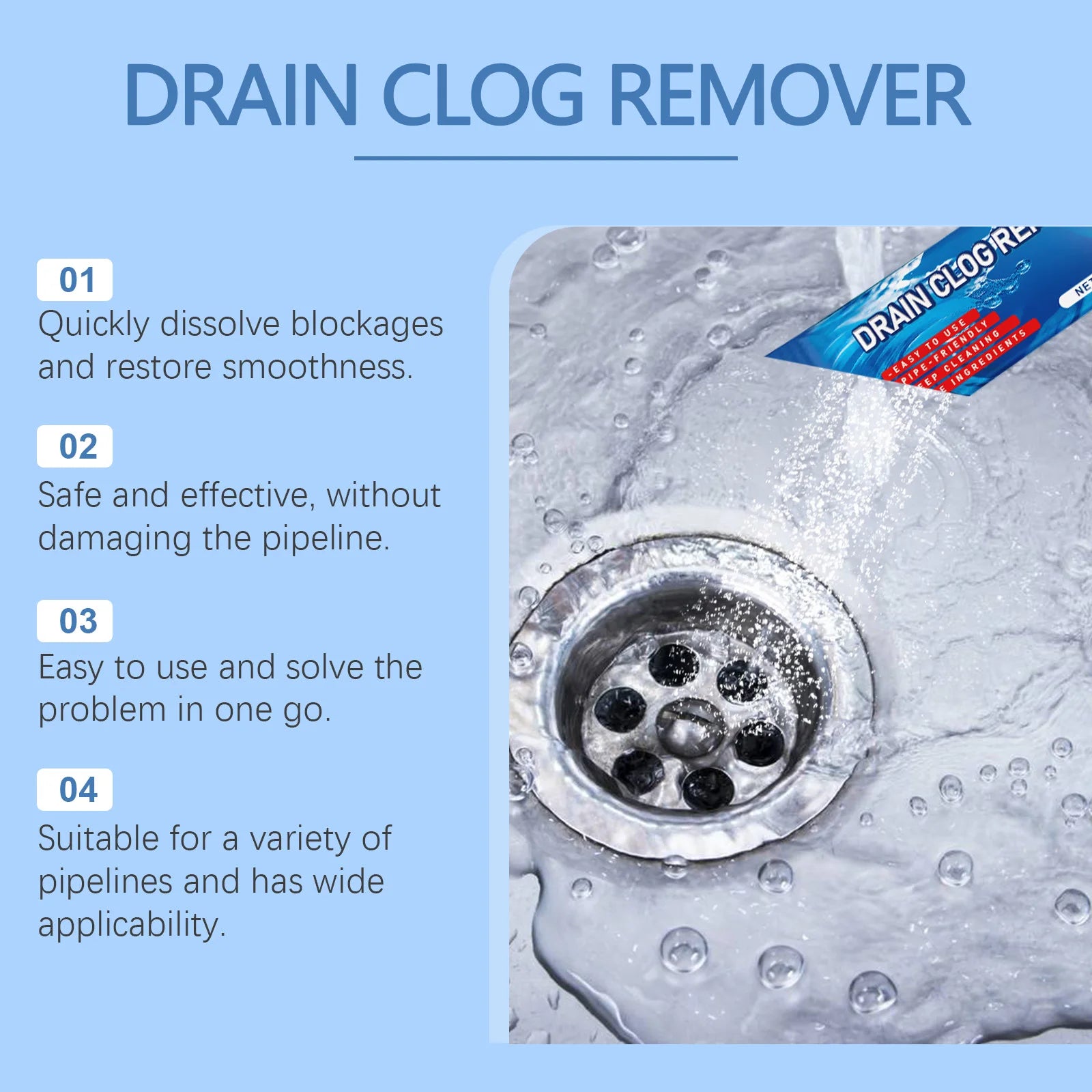 Jakehoe Strong Drain Cleaning Powder – Heavy-Duty Bathroom & Kitchen Sink Drain Cleaner