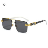 2024 Vintage Rimless Sunglasses – Oversized Square Gradient Shades with Double Bridge & UV400 Protection (Unisex)