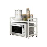 Expandable Microwave Shelf Organizer – Adjustable 42–64cm Countertop Rack, Moisture & Rust-Proof Kitchen Storage Shelf