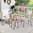 “3-Piece Outdoor Wicker Patio Bistro Set – All-Weather Rattan Conversation Furniture with Cushions & Table for Balcony, Porch, or Garden”