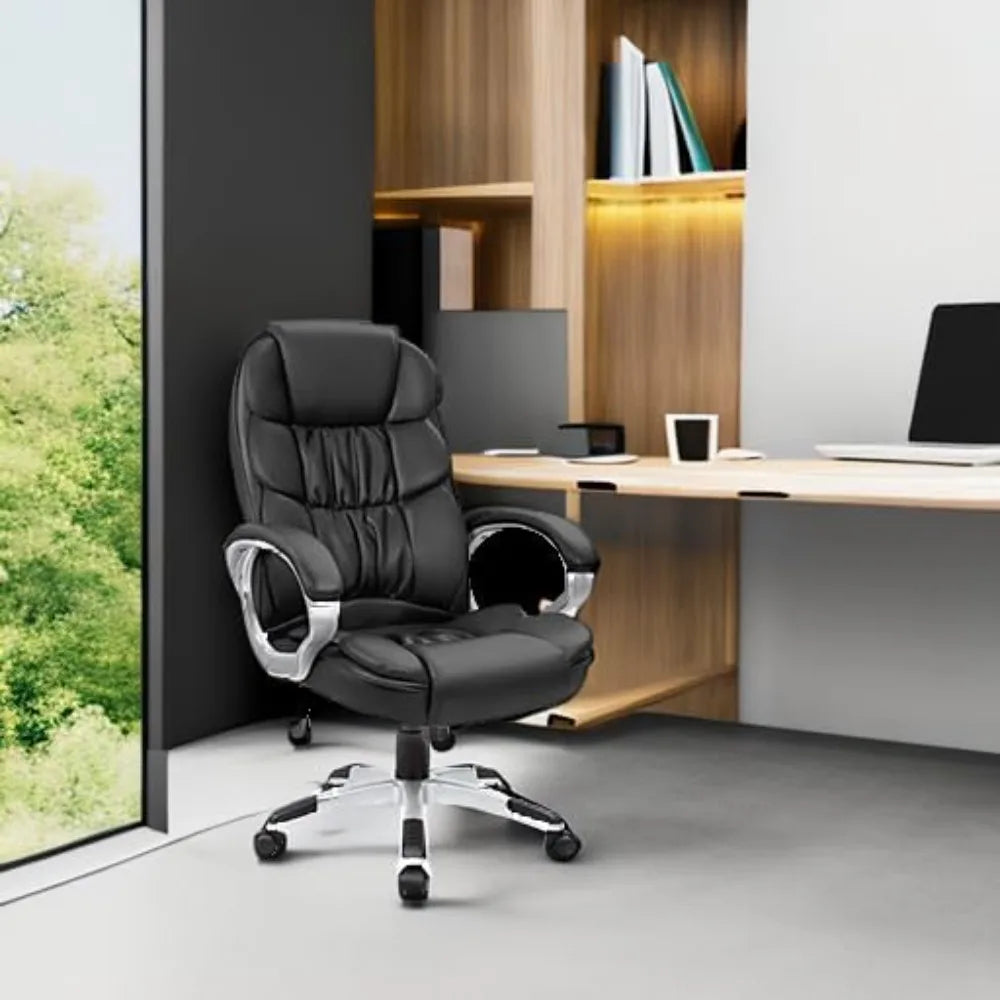 💺 High-Back Office Chair – PU Leather Executive Computer Desk Chair with Adjustable Height & Padded Swivel Seat