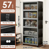 3-4-5-Layer Multifunction Folding Storage Cabinet with Wheels – Stackable Large Capacity Organizer