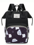 Bear Print Diaper Bag Backpack – Large Capacity Fashion Mommy Bag with Insulated Pockets | Stylish Diaper Backpack for Mom & Dad
