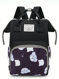 Bear Print Diaper Bag Backpack – Large Capacity Fashion Mommy Bag with Insulated Pockets | Stylish Diaper Backpack for Mom & Dad