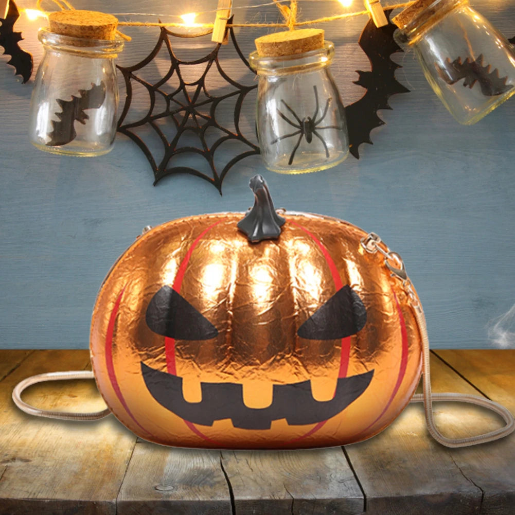 Novelty Pumpkin PU Leather Crossbody Bag – Women’s Halloween Messenger Purse