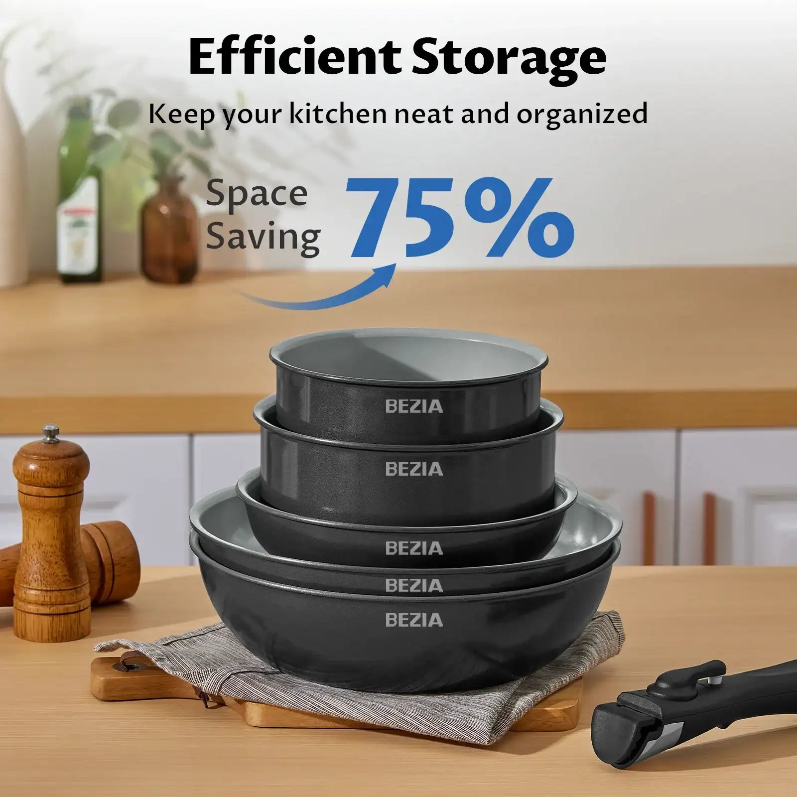 “13-Piece Induction Cookware Set – Nonstick Ceramic Coated Pots & Pans with Detachable Handles for Healthy Cooking”