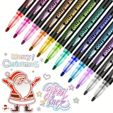 Metallic Double Line Pens Set (12 / 24 / 36 Colors) – Decorative Outline Pens for Scrapbooking & Card Writing