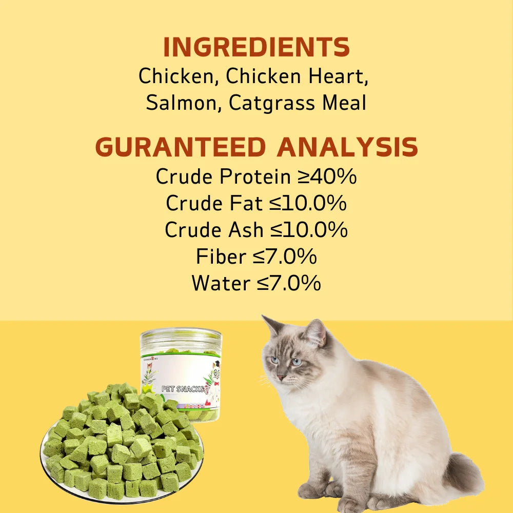 Cat Grass Treats – Chicken-Flavoured Hairball Support & Teeth-Cleaning Treats for Cats (100 g)