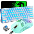 80% Mechanical Gaming Keyboard & Mouse Combo – Rainbow Backlit Keyboard with 12,000 DPI Honeycomb Gaming Mouse & Mousepad