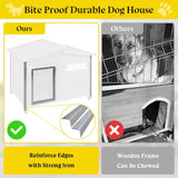 Outdoor Dog House for Summer – Weatherproof Wooden Kennel with Chew-Proof Iron Frame, Removable Floor & Adjustable Vent