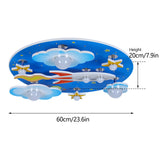 23.62" Modern Cartoon LED Ceiling Light – Dimmable Blue Wood Star Design Flush Mount for Children’s Room 🌟💡