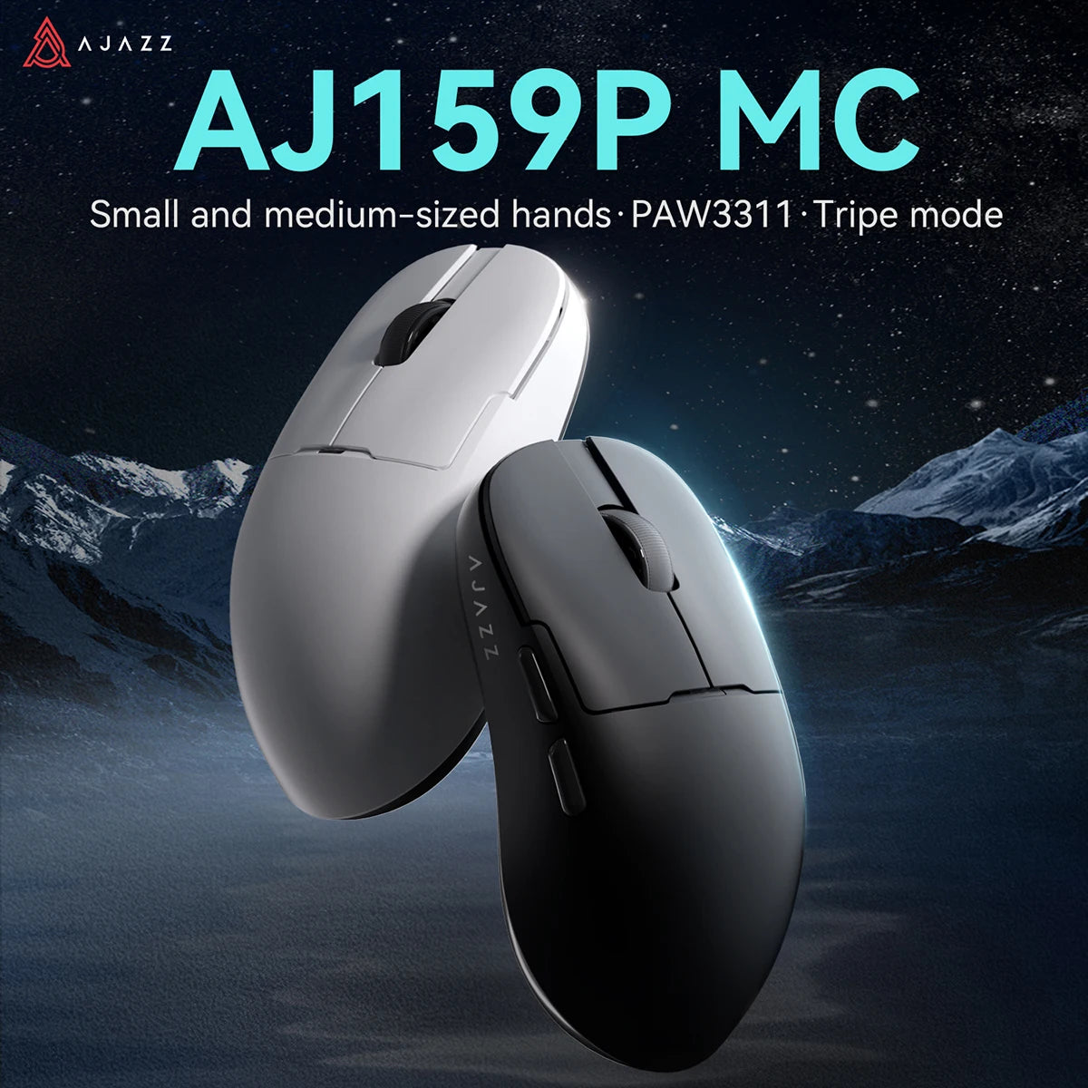 Ajazz AJ159P-MC Wireless Gaming Mouse – 56g Lightweight Design, PAW3311 Sensor, 1KHz Return Rate, Non-Porous Shell