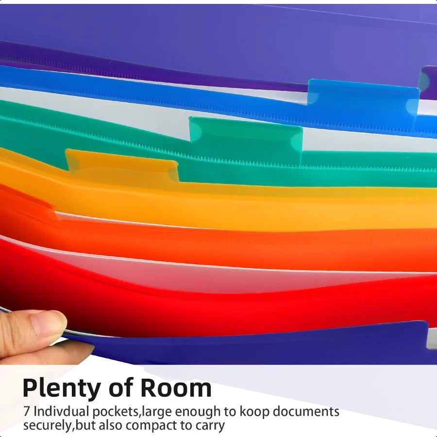 Accordion File Organizer – 7-Pocket Expanding Folder with Labels for A4 & Letter Documents 📁