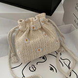 Woven Straw Bucket Bag for Women – Large Capacity Summer Beach Tote / Shoulder Bag