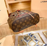 Luxury Genuine Leather Monogram Backpack – Designer Casual Brown Bag