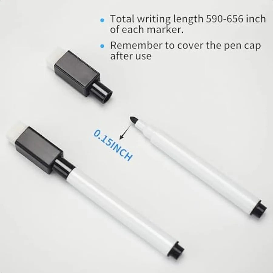 Magnetic Dry Erase Markers – 72-Pack Black Fine Tip Whiteboard Markers with Eraser Caps 🧲