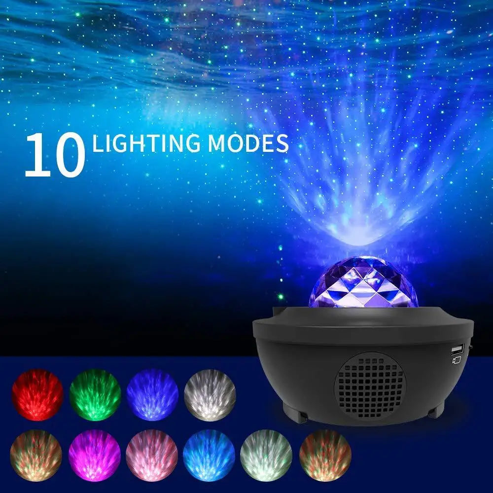 LED Starry Projector Night Light – Galaxy Star Lamp with Bluetooth Music Player, USB Powered Romantic Ocean Projector for Kids & Gifts