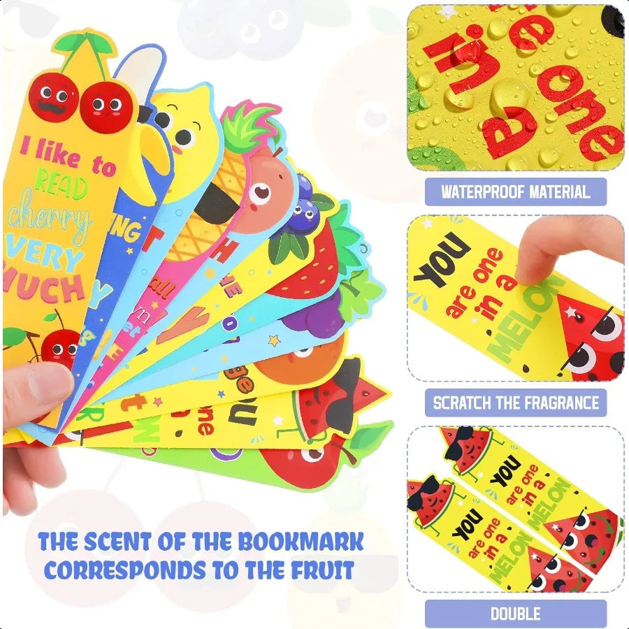 60-Piece Fruit Scented Bookmarks Set – Scratch & Sniff Smelly Cute Classroom Page Markers