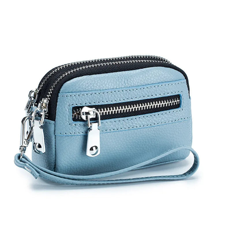 Women’s Genuine Leather Short Wallet – Large-Capacity Cowhide Purse, Female Clutch Handbag & Coin Holder