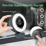 Streaming Webcam with Microphone – 1080p 60FPS USB HD Web Camera with Ring Light & Remote Control for Video Calls & Gaming