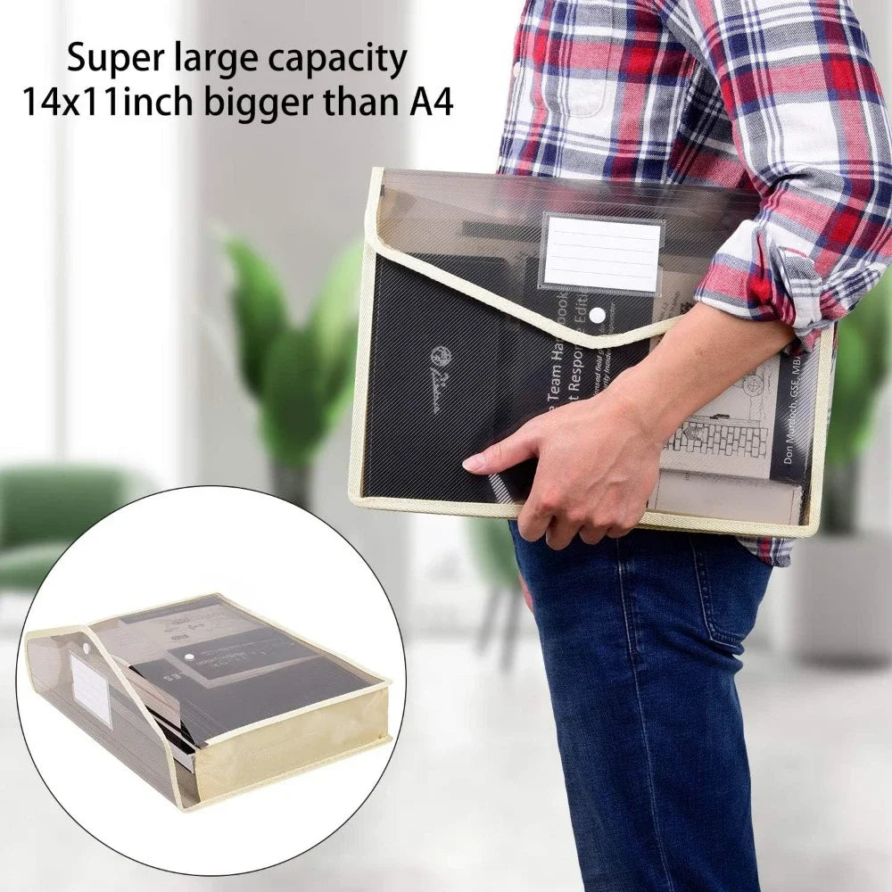 Waterproof Transparent Expandable Folder – Colorful File Organizer for Office, School & Home 📂