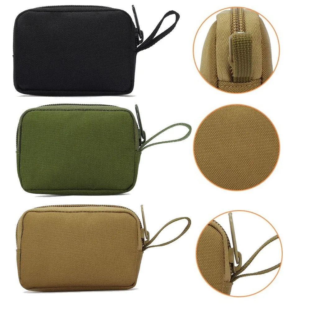Tactical Small EDC Bag – Nylon Coin, Money & Key Pouch with Zipper Card Pocket & Outdoor Belt Pack