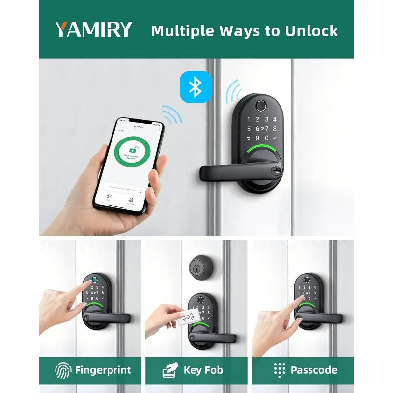 Smart Door Handle Lock with Keypad – YAMIRY Fingerprint Smart Lock with App, Generate Passcode Remotely