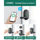 Smart Door Handle Lock with Keypad – YAMIRY Fingerprint Smart Lock with App, Generate Passcode Remotely