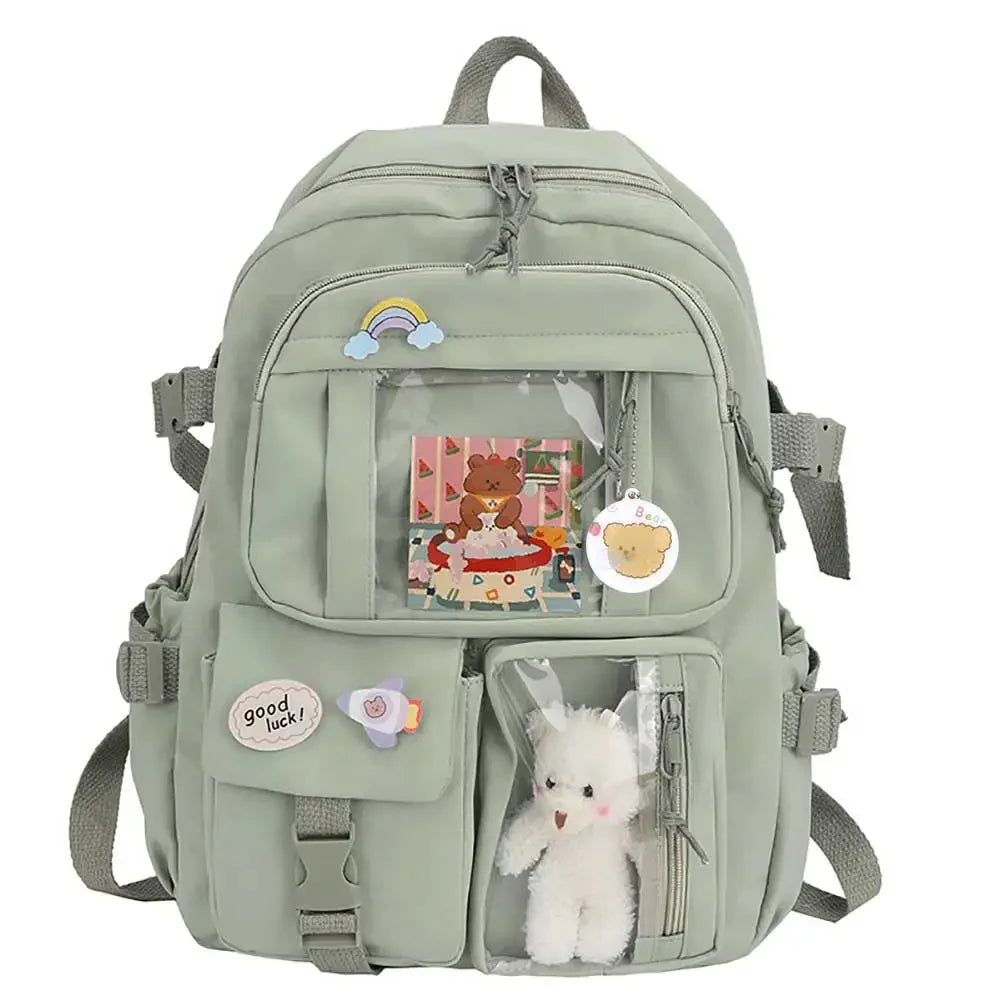 Cute Kawaii Large-Capacity Nylon Student Rucksack – Japanese Style Backpack for Teen Girls