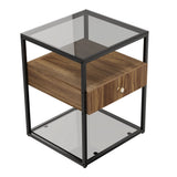 Tempered Glass Side Table – Modern Nightstand with Drawer & Shelf, Stable Steel Frame for Living Room 🛋️✨
