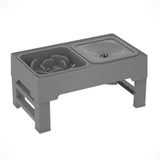 3-in-1 Pet Dog Stainless Steel Slow Feed & Water Bowls – Adjustable Height, Anti-Knock Design for Cats & Dogs 🐾🥣