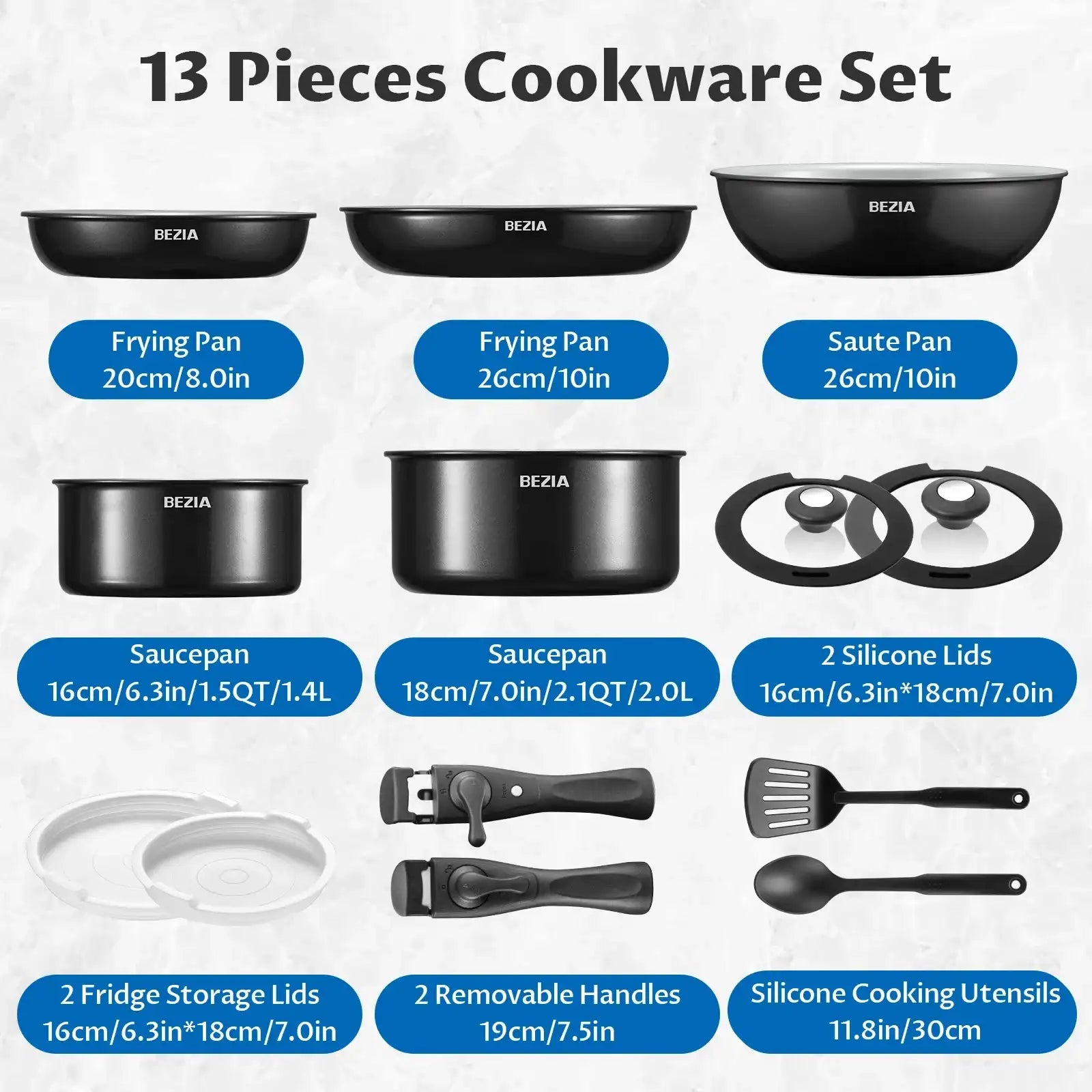 “13-Piece Induction Cookware Set – Nonstick Ceramic Coated Pots & Pans with Detachable Handles for Healthy Cooking”