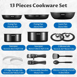 “13-Piece Induction Cookware Set – Nonstick Ceramic Coated Pots & Pans with Detachable Handles for Healthy Cooking”