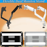 Dual Monitor Stand with C-Clamp & Grommet Base – Adjustable Desk Mount for 13″–32″ Computer Screens up to 19.8 lbs
