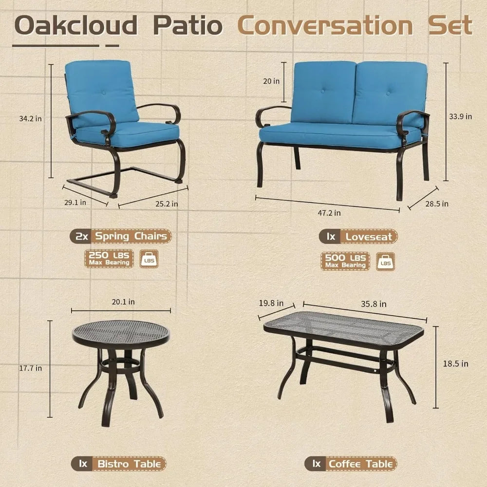 5-Piece Metal Outdoor Patio Furniture Set – Wrought Iron Chairs with Cushions for Garden & Balcony 🌿🪑✨