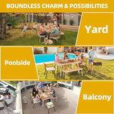 “6-Piece Outdoor Patio Dining Set – Wicker Table with 4 Chairs, Dining Bench & Umbrella Holes”