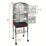59" Rolling Bird Cage – Spacious Home with Stand & Pull-Out Tray for Cockatiels, Parakeets, Finches & Canaries