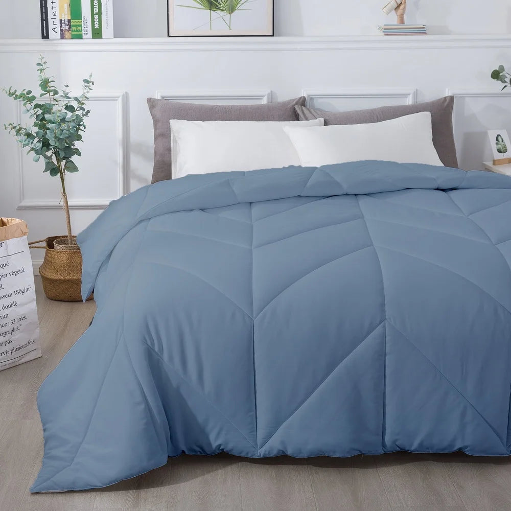 King Size Hypoallergenic Down-Alternative Comforter – Microfiber Polyester Shell, Machine Washable, Fog Blue
